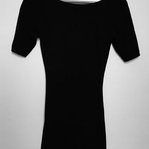 Knit Flare Back Cut Out Black Dress